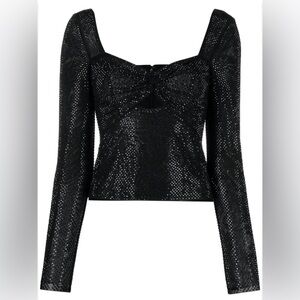 Self-Portrait Black Glitter Blouse NWT